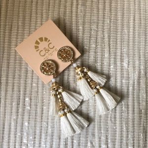 White Tassel Boho Earrings